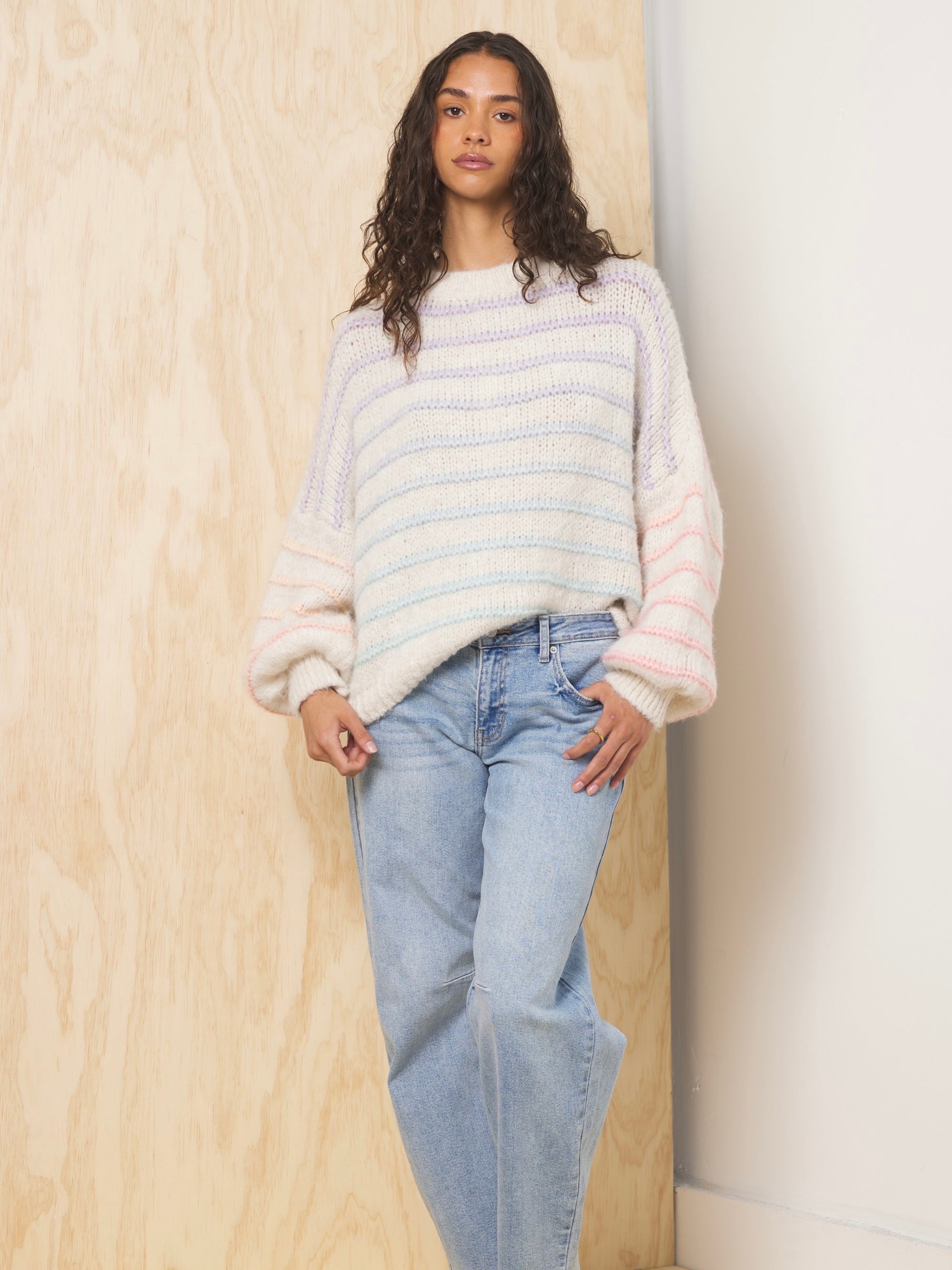Ecru Ombre Striped Sweater
