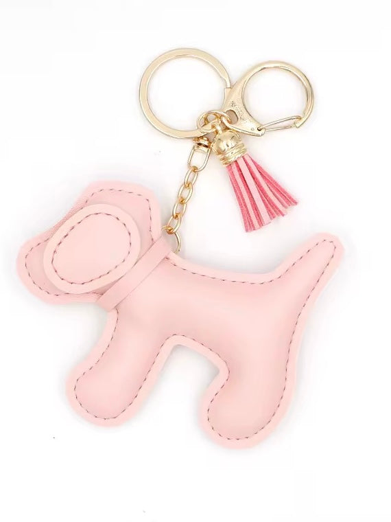 Leather Pink Dog Bag Charm