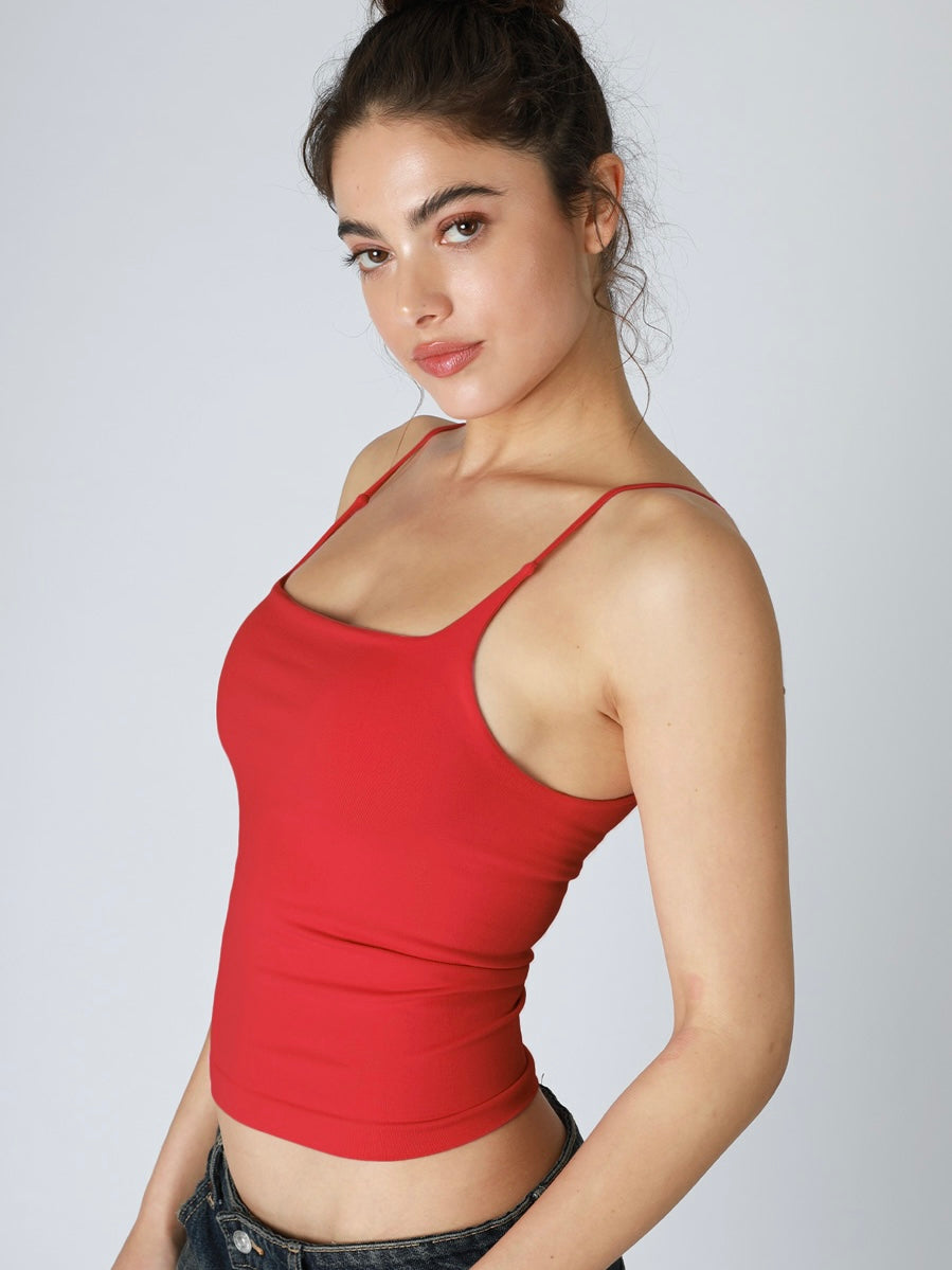 Kelli Red Clean Line Square Neck Cami