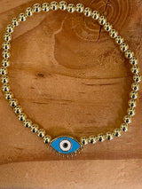 Protection Blue Enamel Evil Eye Beaded Bracelet