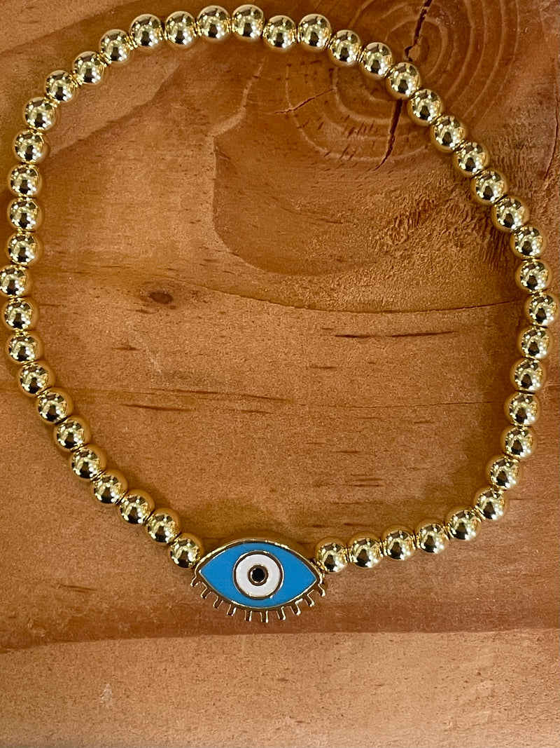 Protection Blue Enamel Evil Eye Beaded Bracelet