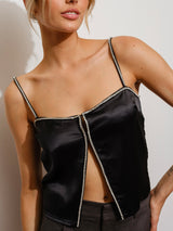 Celebrate Black Satin Cami Top