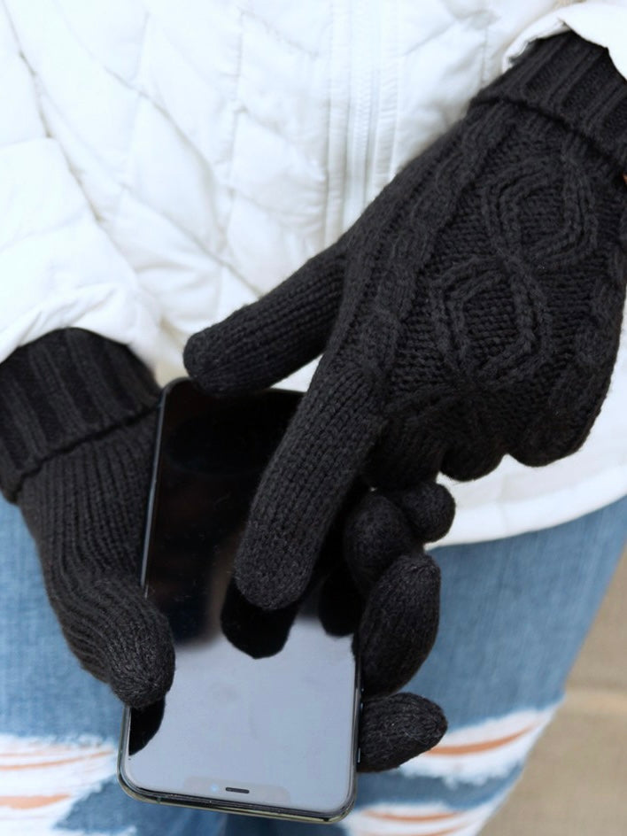 CC Cable Knit Fleece Lined Gloves