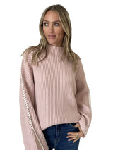 Brynn Pink Stitched Seam Sweater