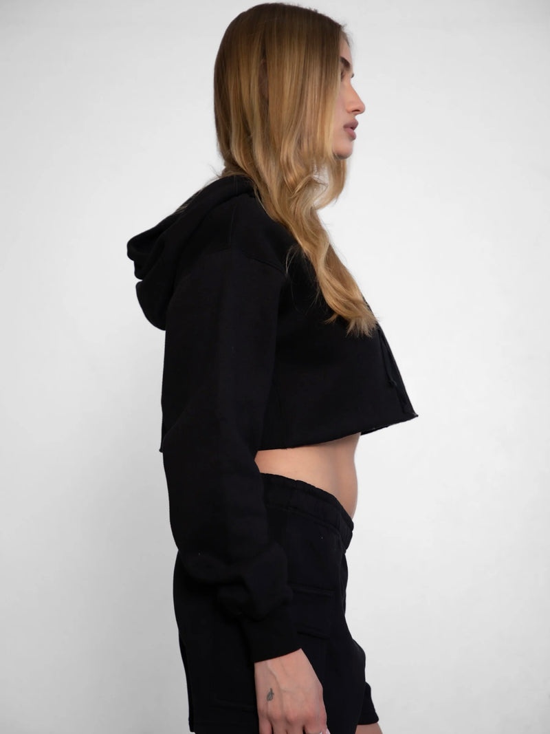 Mandi Black Crop Hoodie