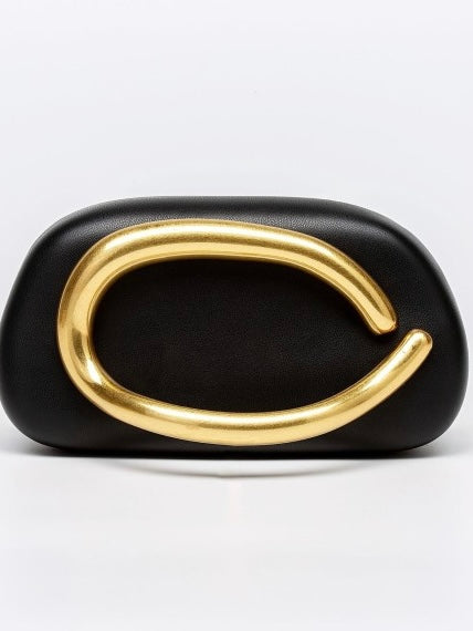 Sleek Metal Handle Evening Bag