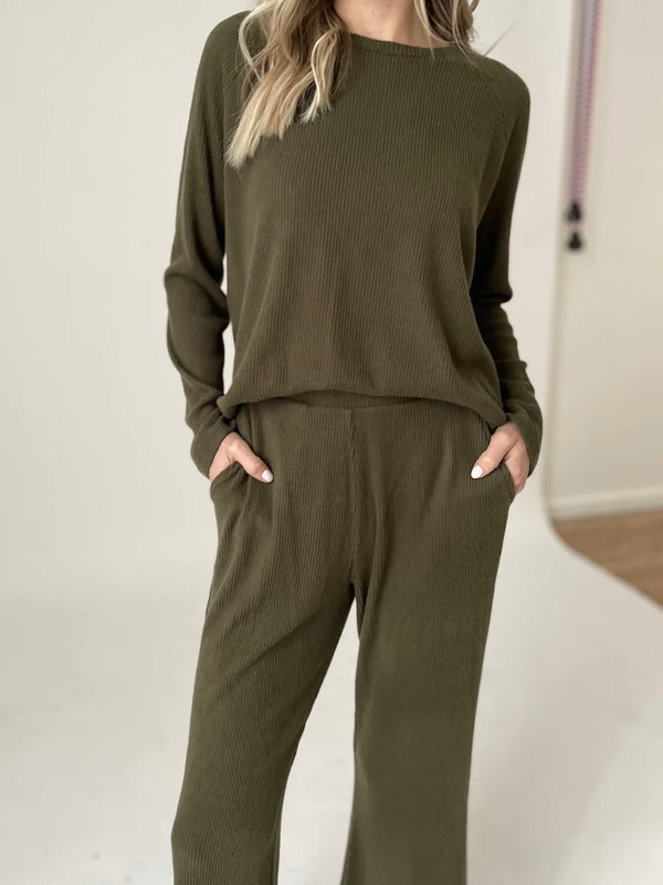 Lazy Sunday Army Green Culotte Sweatpant