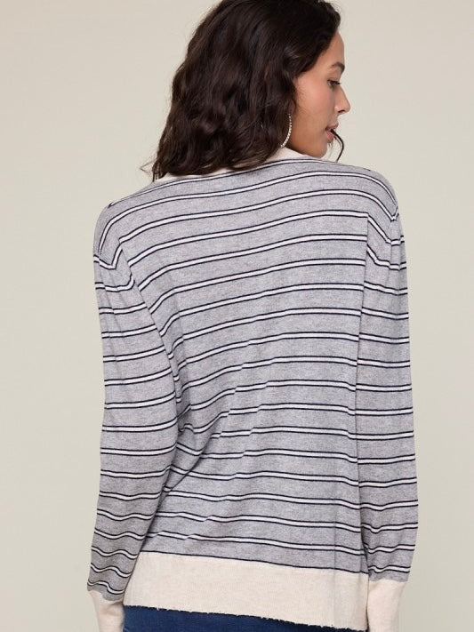 Toni Striped V-Neck Soft Sweater