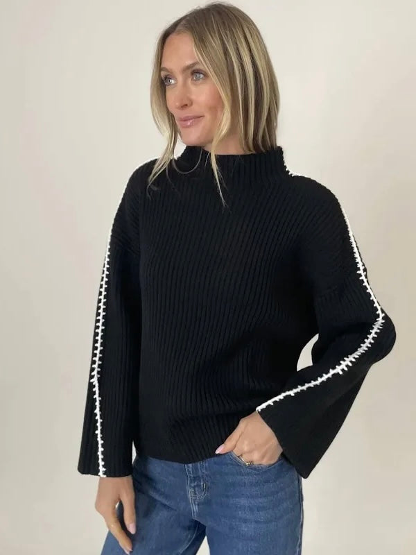 Brynn Black Stitched Seam Sweater