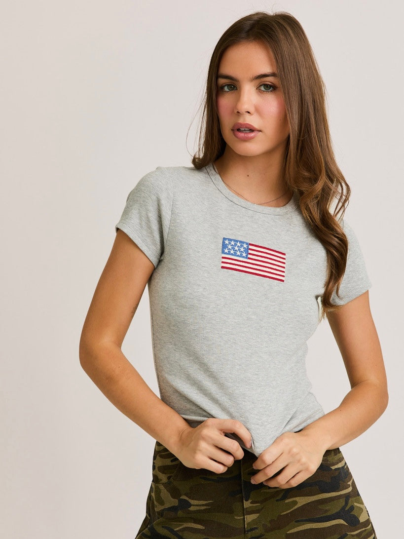 American Flag Crop Tee