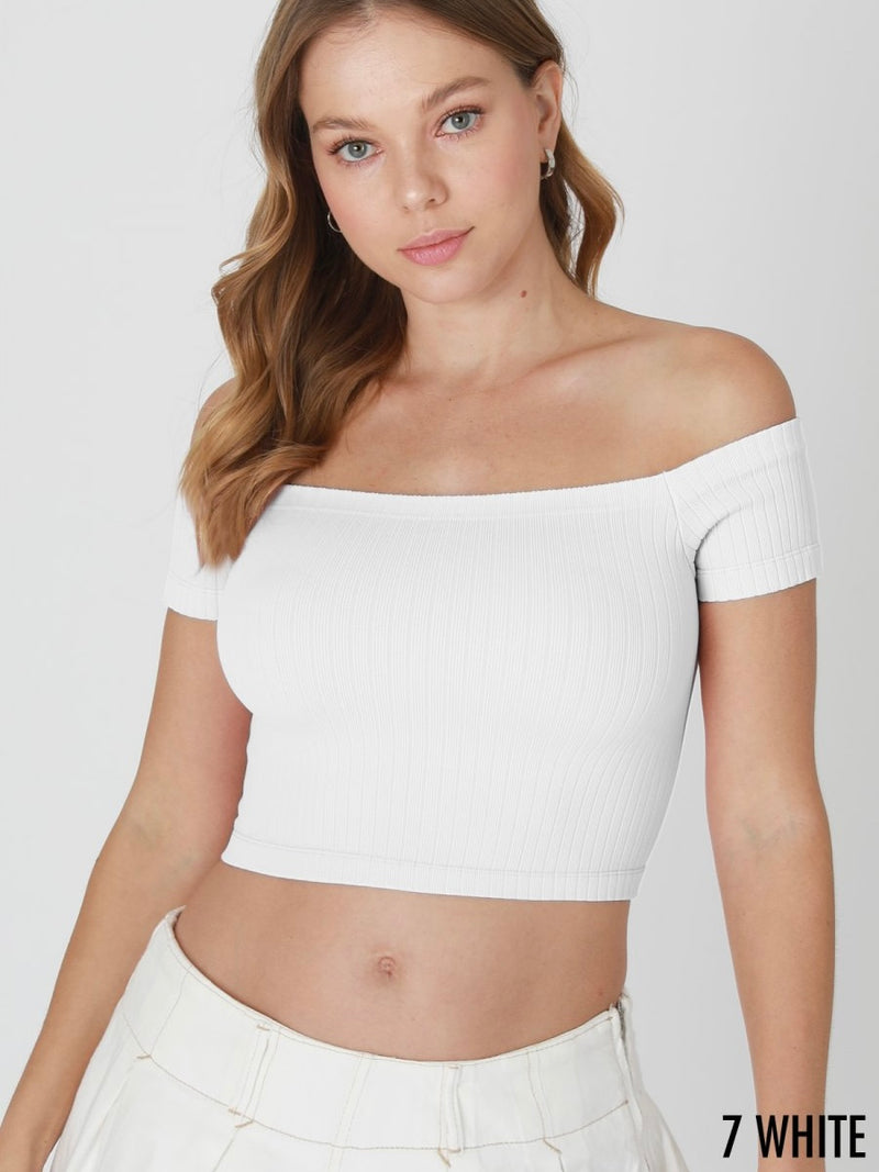 Sonia White Off The Shoulder Crop Top