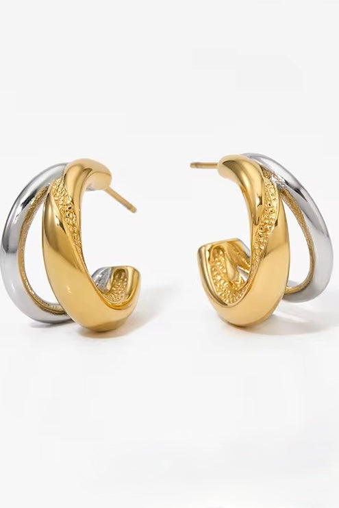 Lennox Twotone Double Hoop Earrings .75 Inches