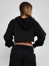 Mandi Black Crop Hoodie