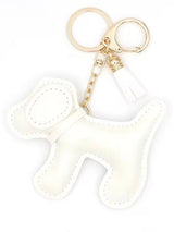 Leather White Dog Bag Charm