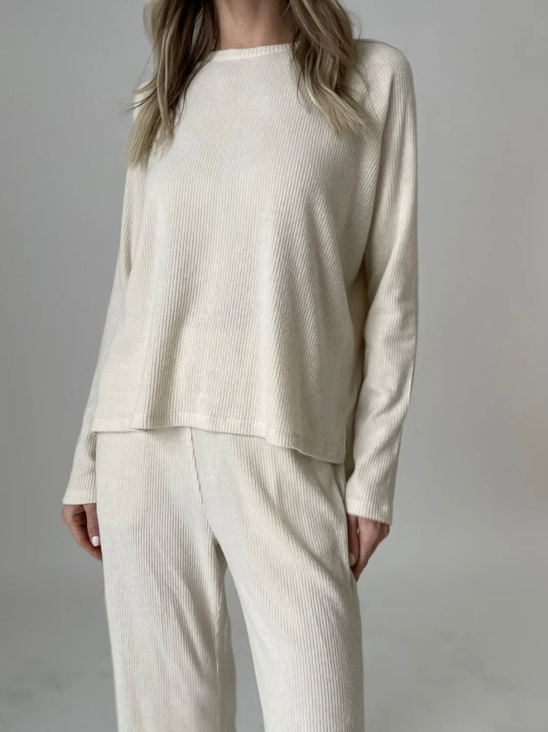 Lazy Sunday Eggshell  Long Sleeve Top