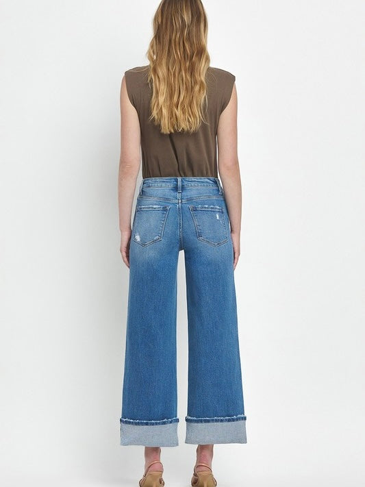 Moorland High Rise Cuffed Wide Jeans