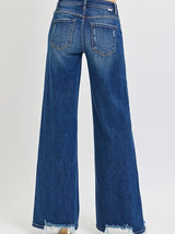 Mid Rise Dark Wide Leg Jeans