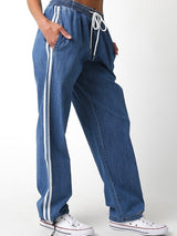 Travis Side Stripe Denim Track Pants