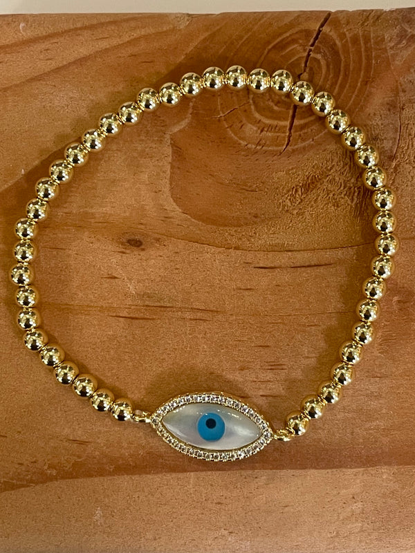 Mother of Pearl Evil Eye Bracelet