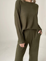 Lazy Sunday Army Green Culotte Sweatpant