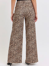 Marla Leopard Print Wide Leg Denim Pant