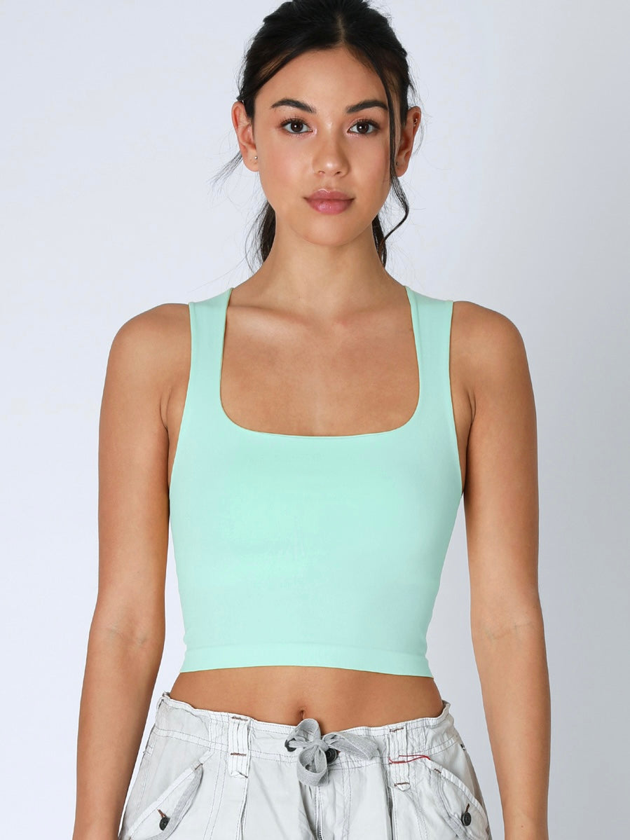 Island Aqua Clean Line Square Neck Crop Top