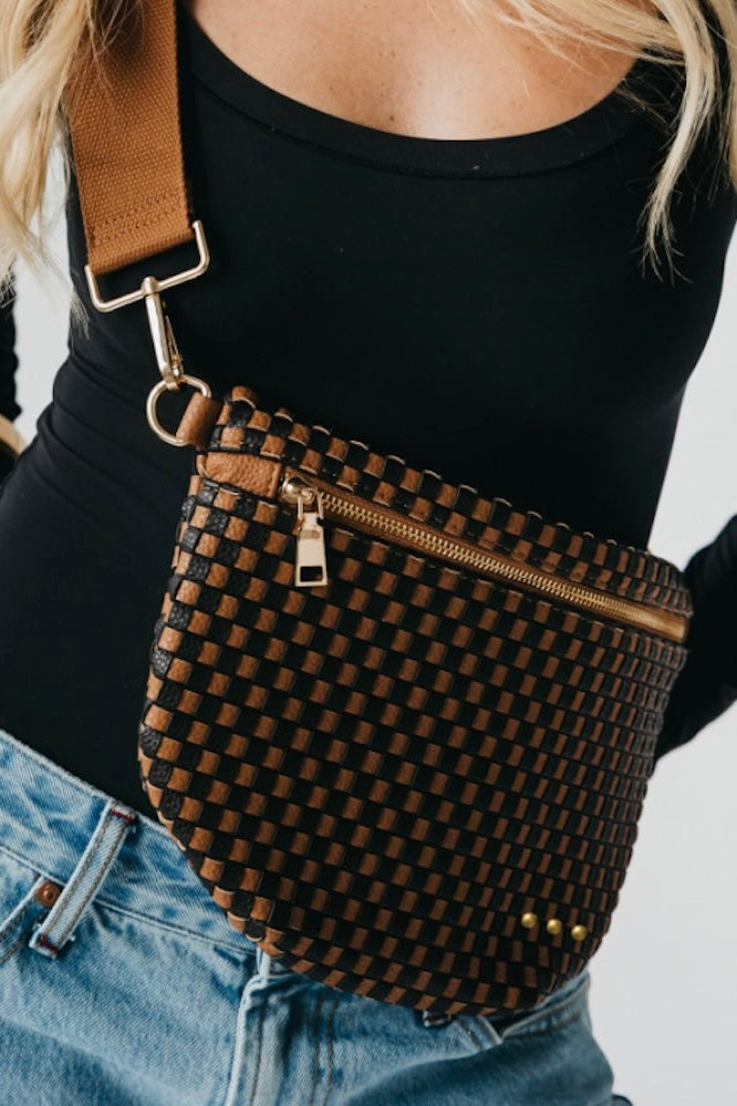 Westyln Woven Checkered Coffee Bum Bag