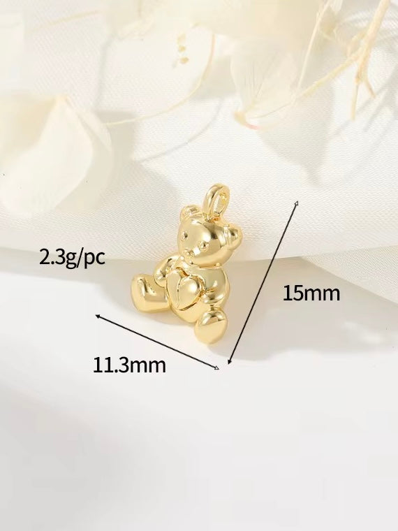 Gold Medium Teddy Bear Charm