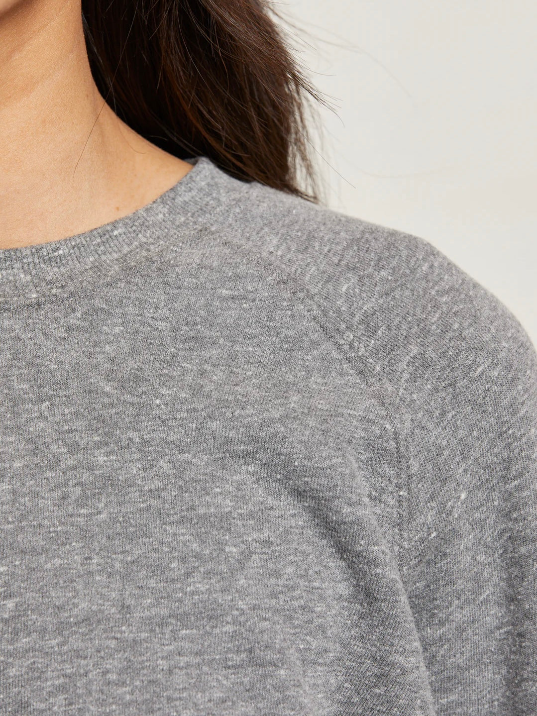 Lennon Dark Heather Grey Fleece Shrunken Raglan Sweatshirt