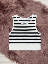 White/Black Stripe Seamless Top