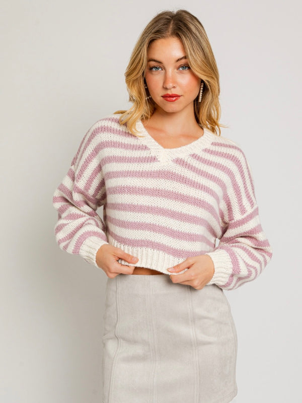 Deana Pink Striped Sweater