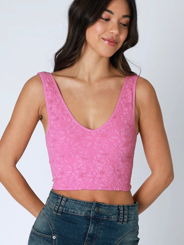 Stassi Lace V Neck Crocus Tank Top