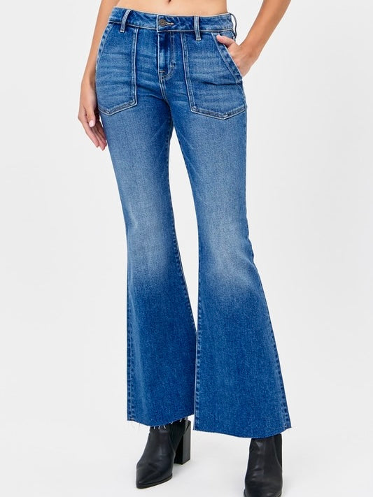 Happi Mid Rise Flare Jean with Patch Pocket