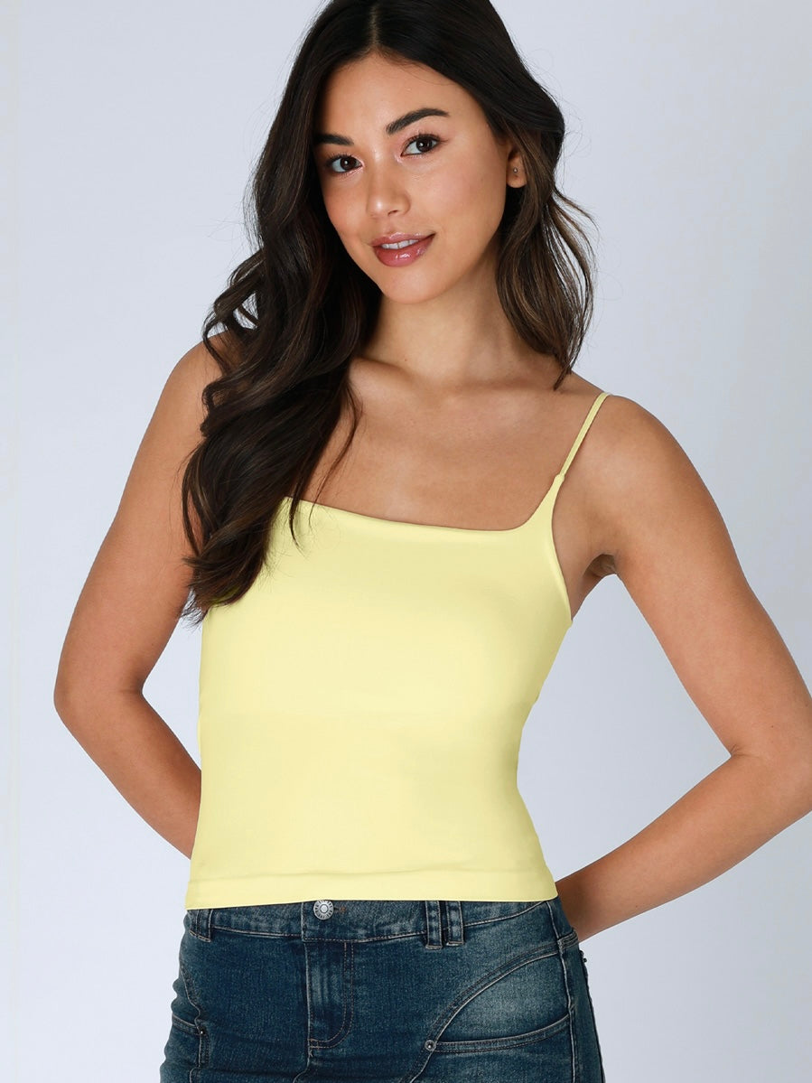 Kelli Pale Lemon Clean Line Square Neck Cami