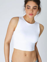 White Clean Line Crew Neck Crop Top