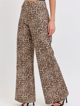 Marla Leopard Print Wide Leg Denim Pant