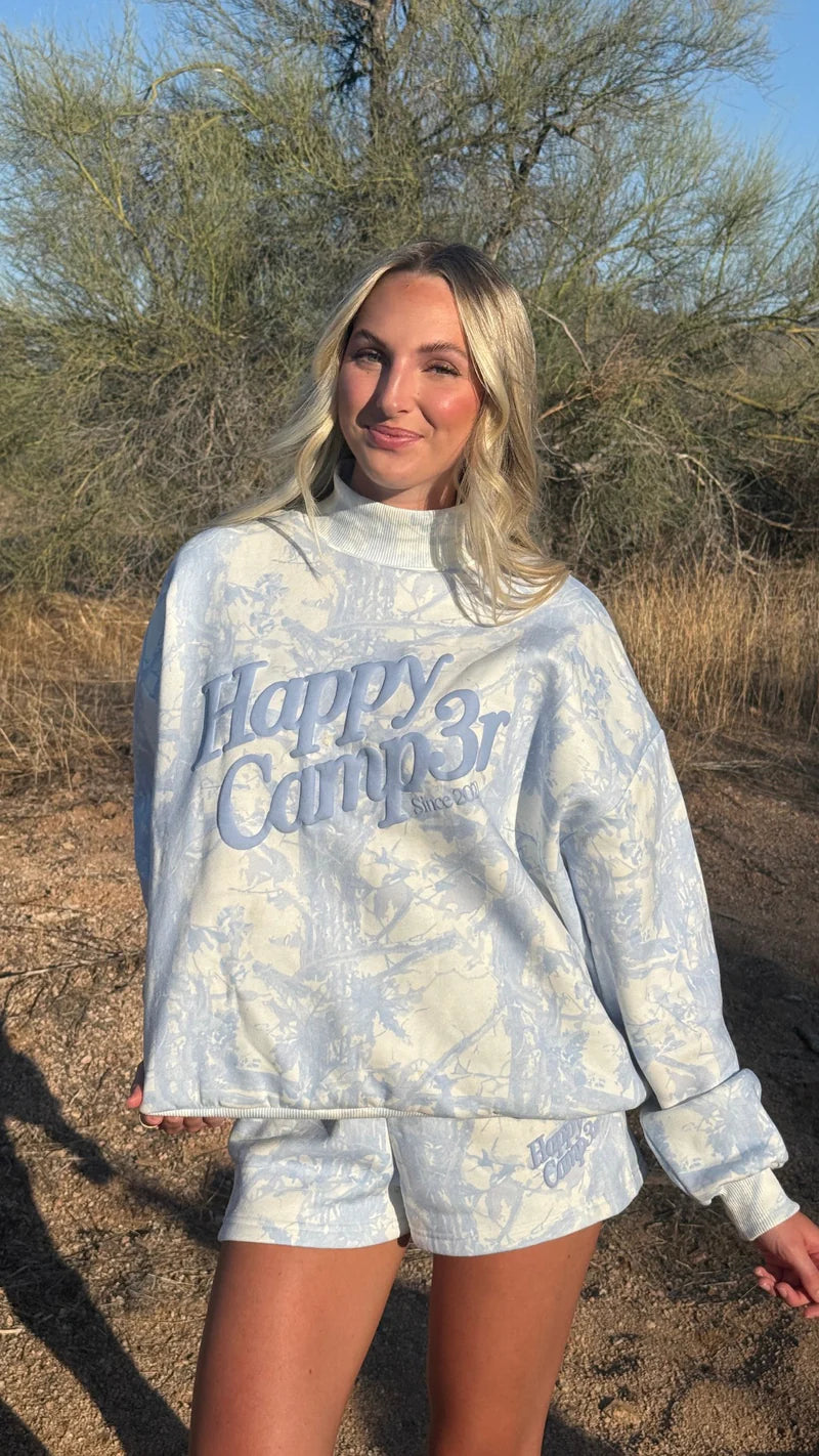 Happy Camp3r Blue Camp Mock Neck Pull Over