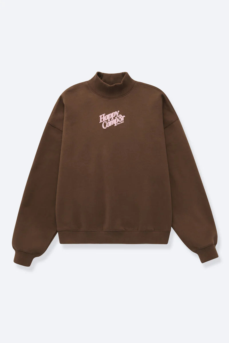 Happy Camp3r Chocolate Mock Neck Pull Overi