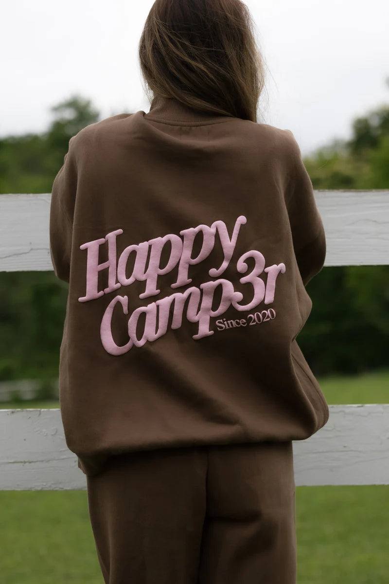 Happy Camp3r Chocolate Mock Neck Pull Overi