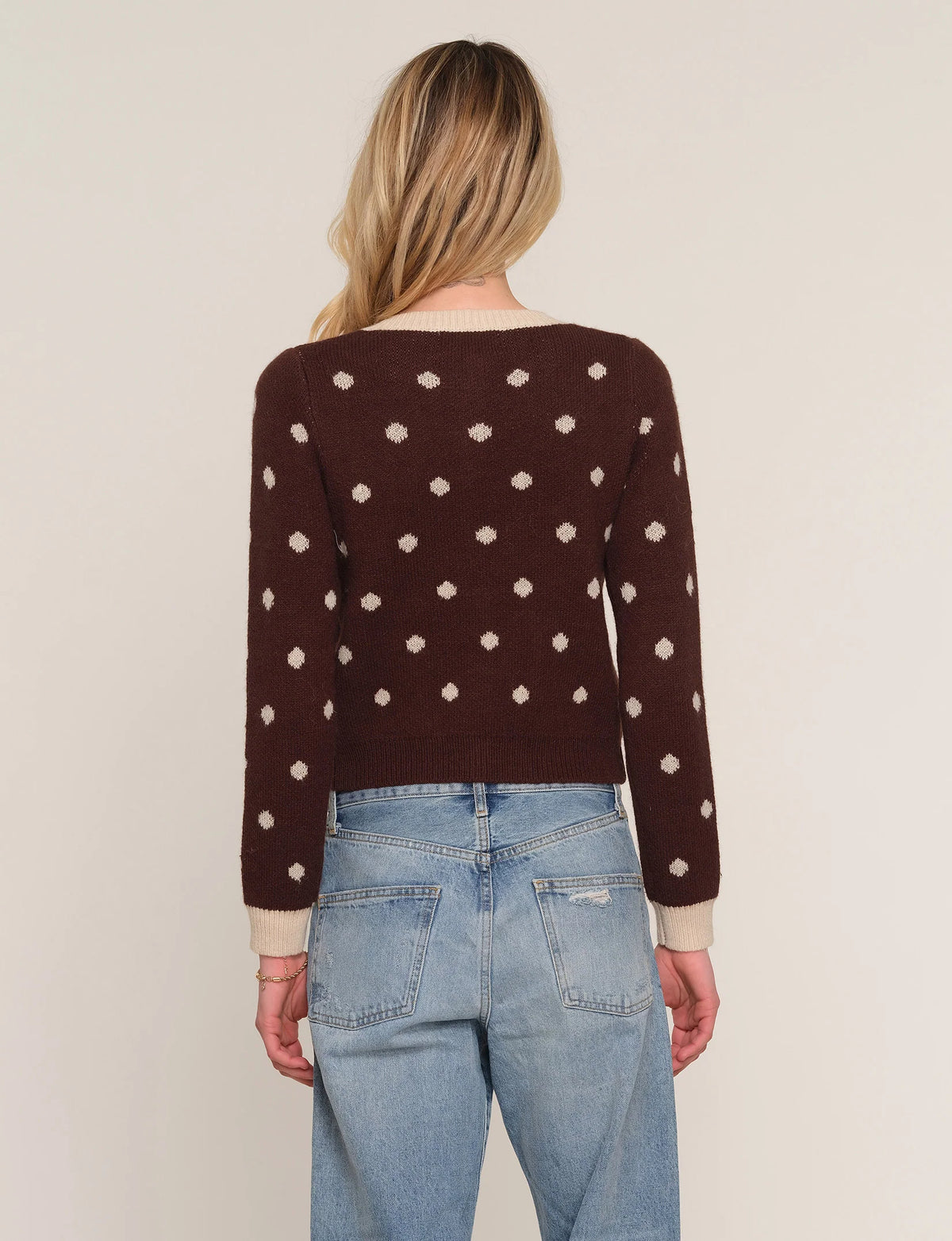 Heartloom Relka Cardigan – Chocolate Polka Dot Knit