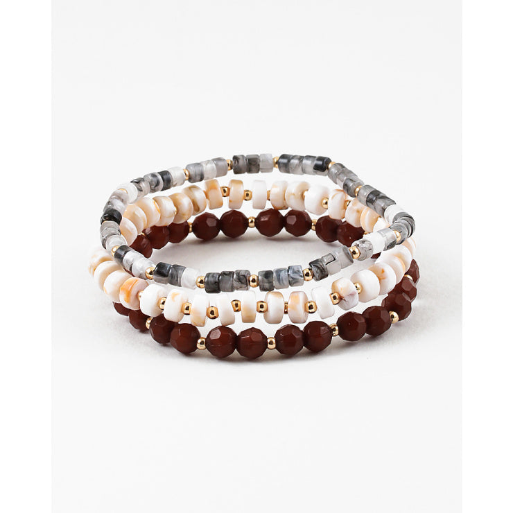 Rae & Jade Merlot & Gold Stretch Bracelet Stack