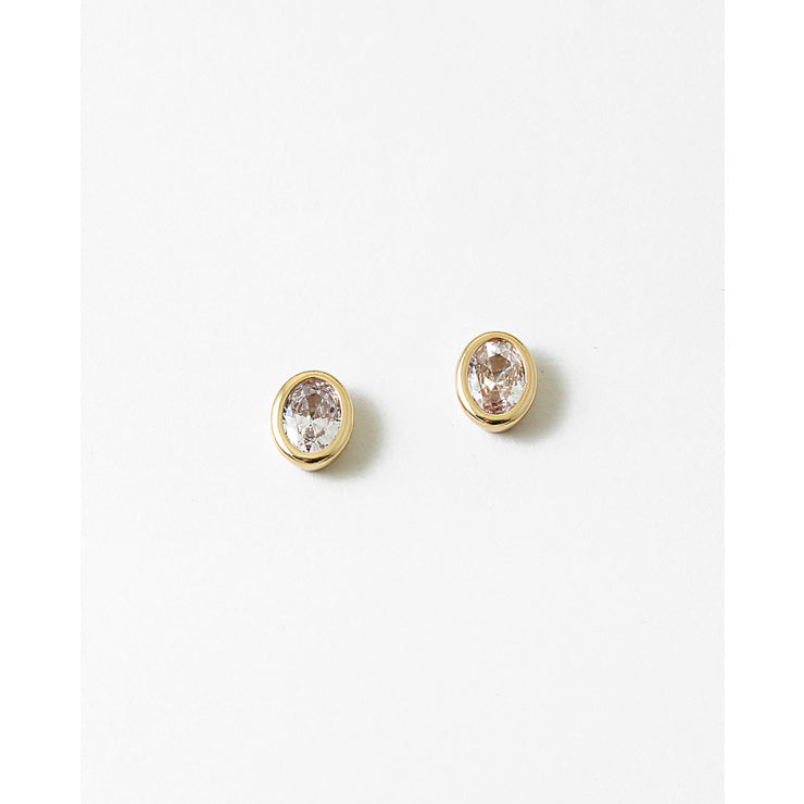 Rae & Jade High-Quality Oval Bezel CZ Stud Earrings