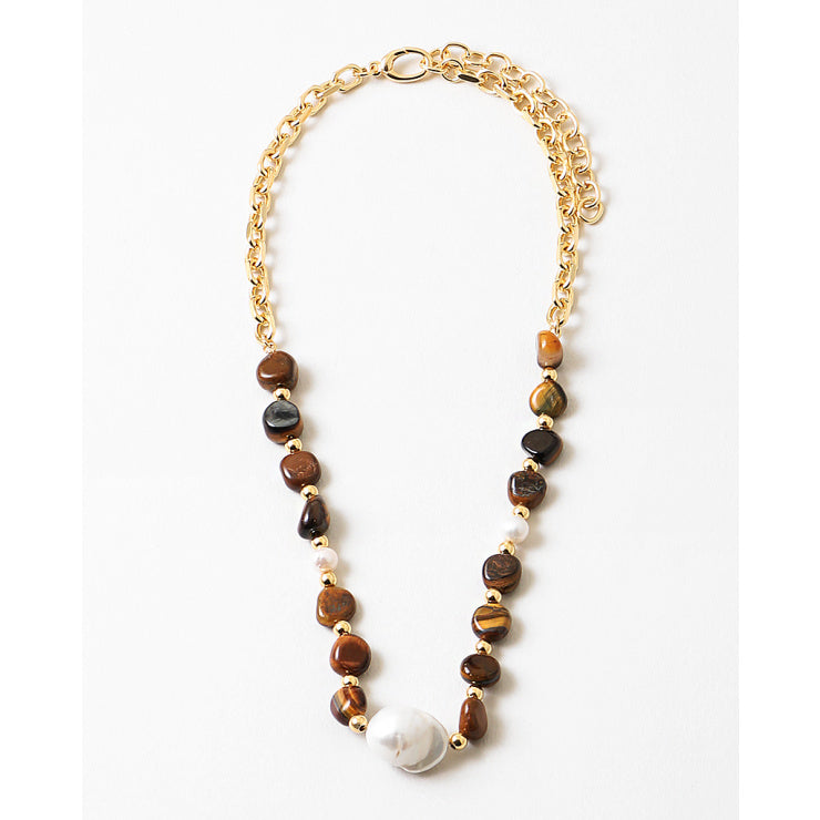 Rae & Jade Golden Earth Gemstone & Pearl Necklace