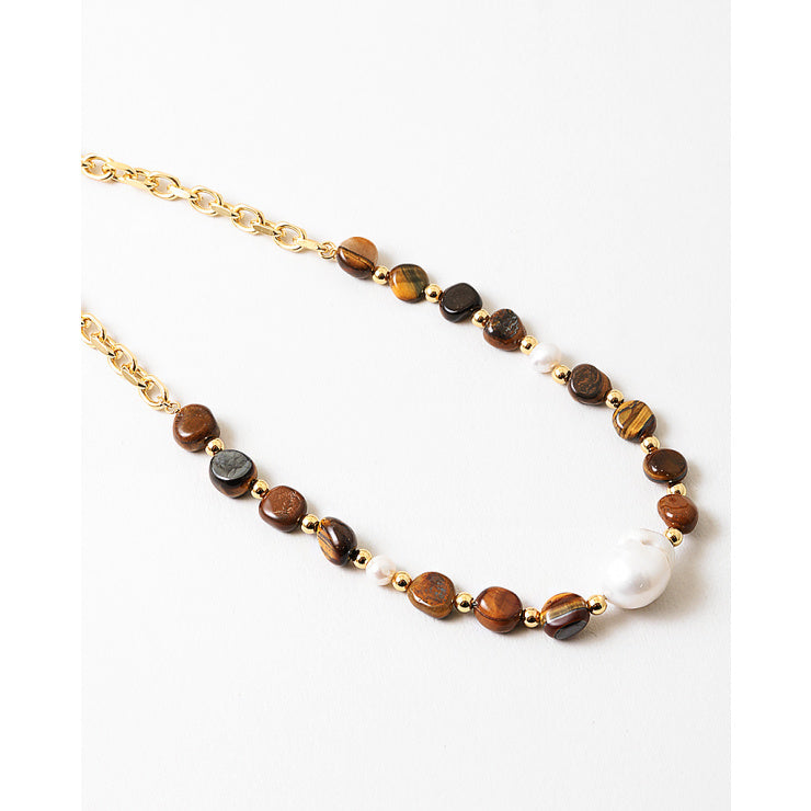 Rae & Jade Golden Earth Gemstone & Pearl Necklace