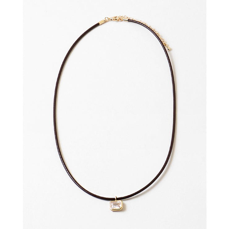 Rae & Jade Espresso Bezel CZ Cord Necklace
