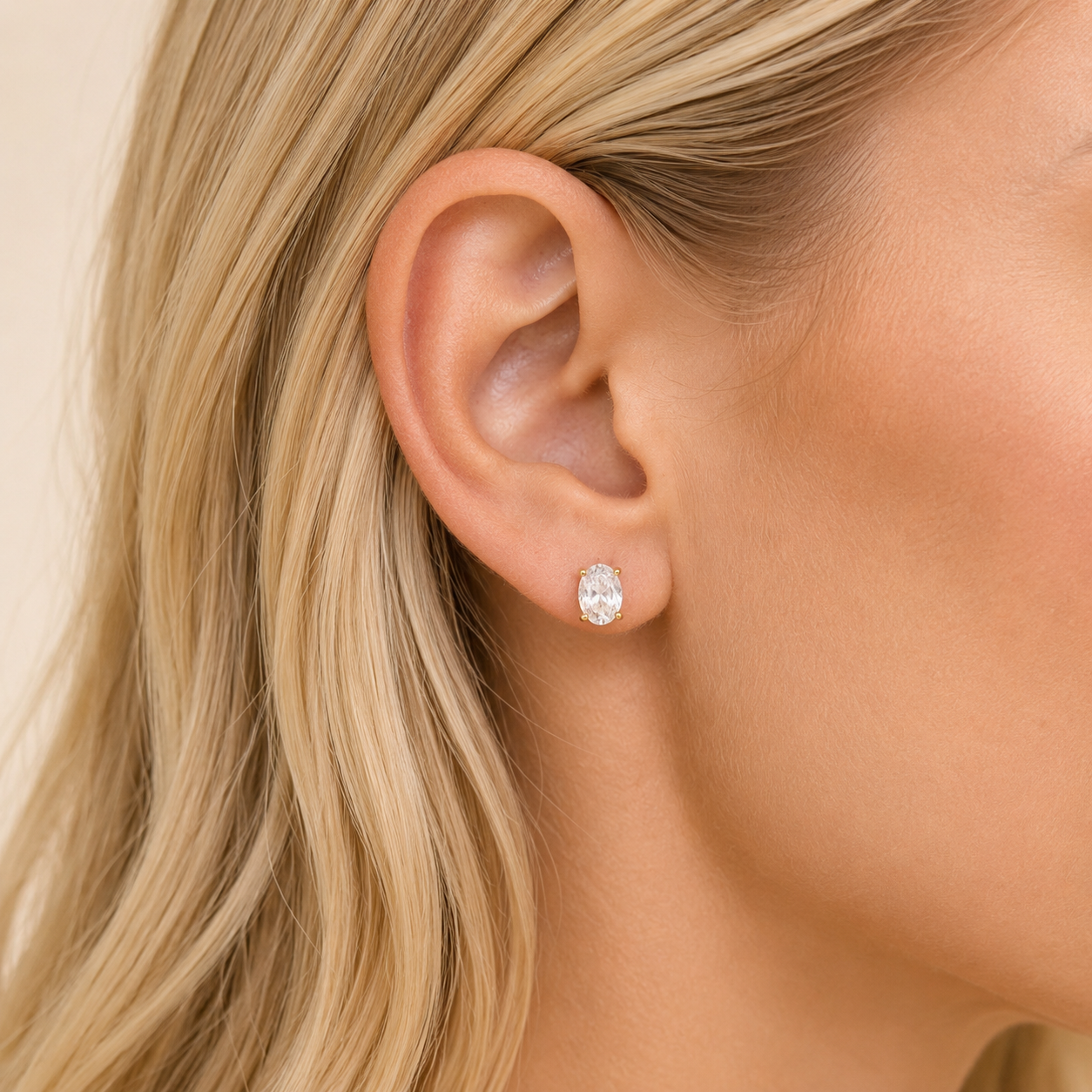 Rae & Jade Classic Oval Crystal Stud Earrings