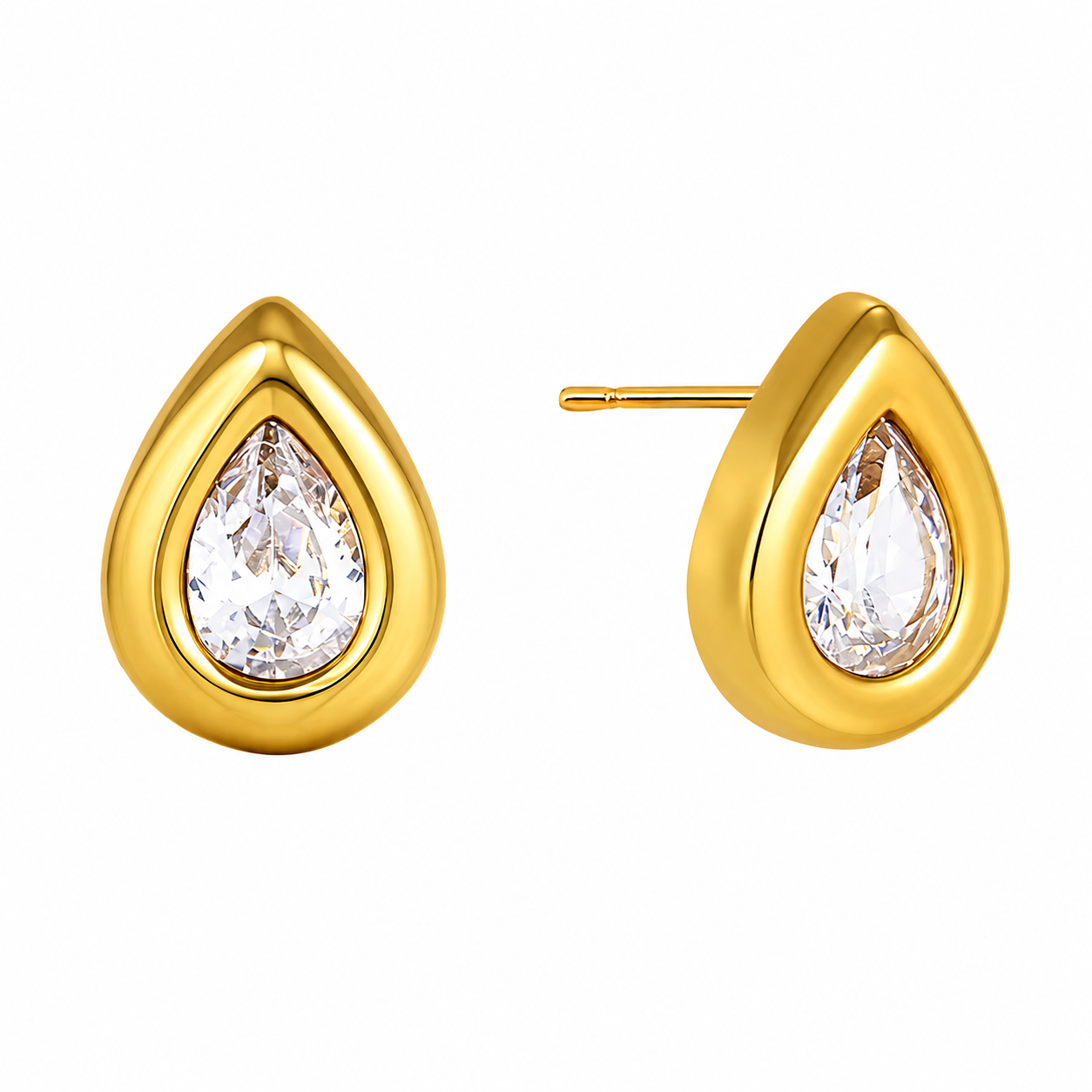 Rae & Jade Bezzeled Teardrop Crystal Stud Earrings – Waterproof