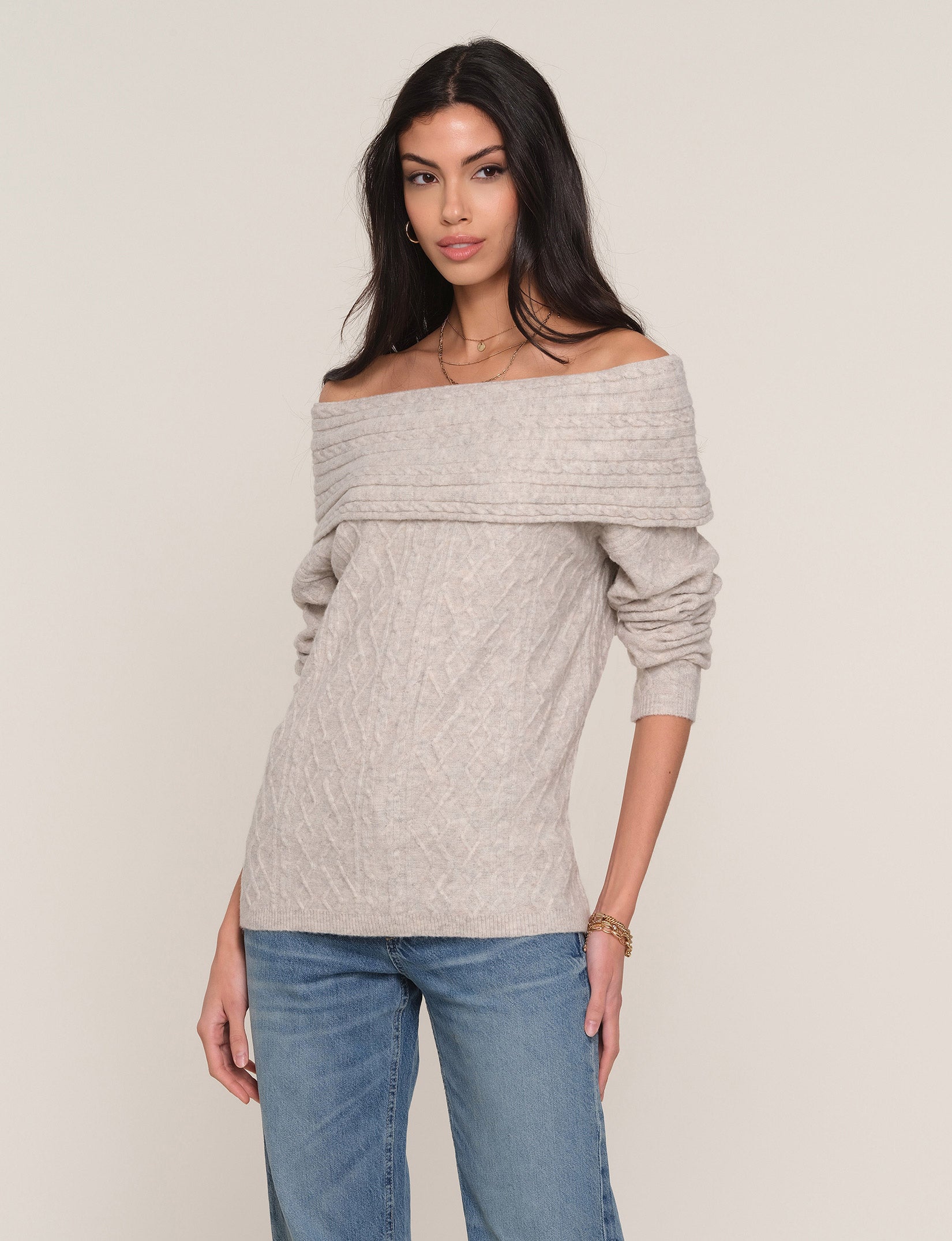 Heartloom Enly Sweater – Women's Off-the-Shoulder Super Soft Knit Sweater