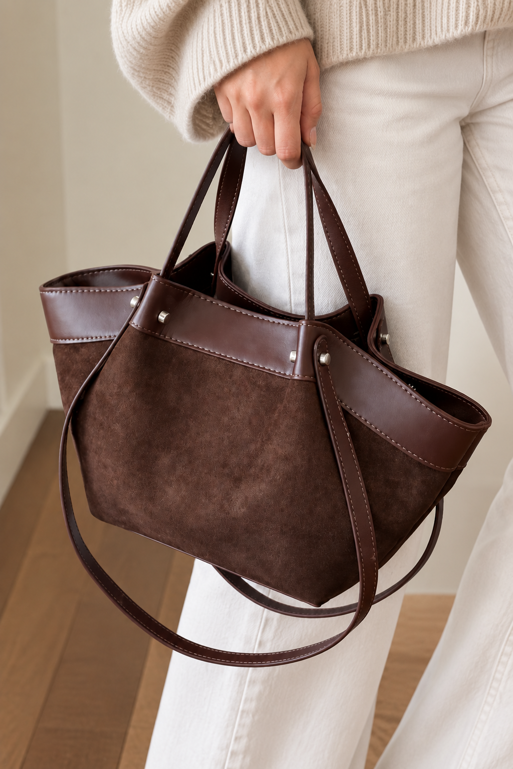 The Soho Coffee Suede Tote