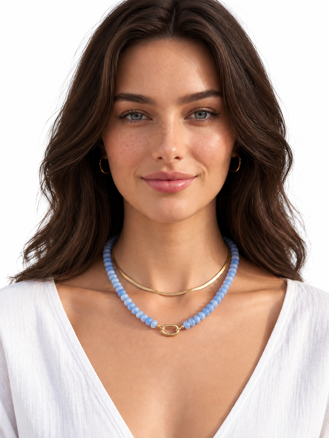 Candy Gemstone Beaded Charm Choker Necklace – 18K Gold Oval Toggle Clasp